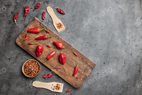Preview: Variety of fresh and dried chili peppers