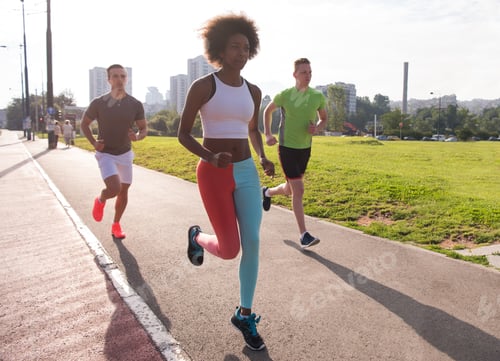 Preview: multiethnic group of people on the jogging
