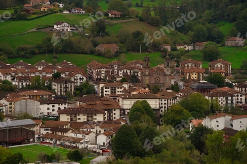Preview: Baztan Valley in autumn. The town of Elizondo, Navarre, Spain.