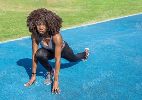 Preview: black athlete girl stretching