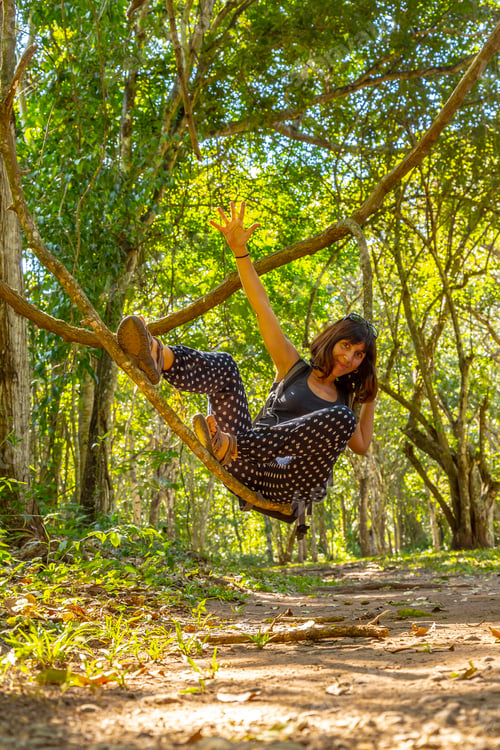 Preview: A young woman enjoying the temples of Copan Ruinas. Honduras