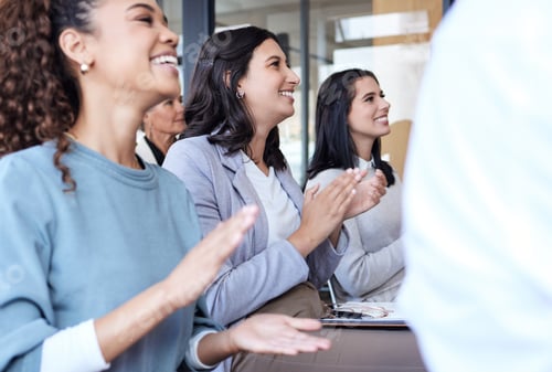 Preview: Cropped shot of a group of businesspeople applauding during a seminar in the conference room