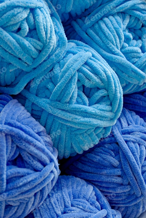 Preview: Soft Blue Yarn Balls Background Close-up