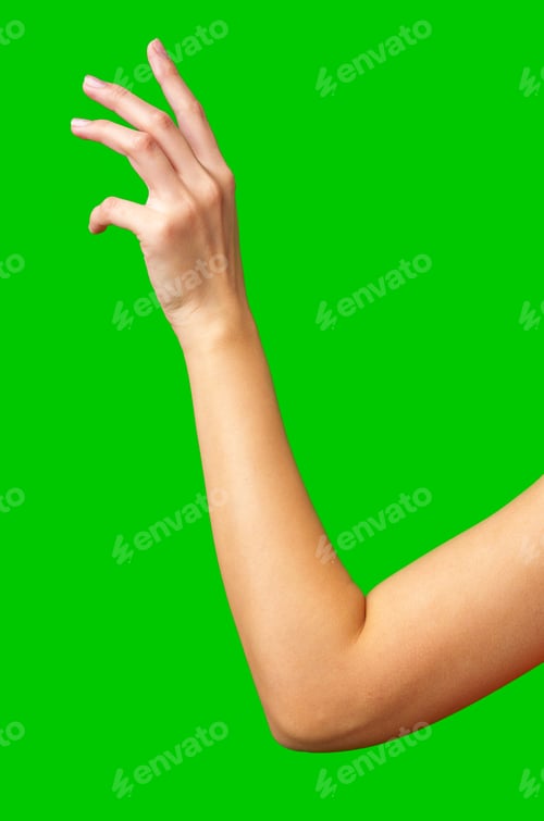 Preview: Hand gesture against a bright green background conveys a sense of reaching or interaction