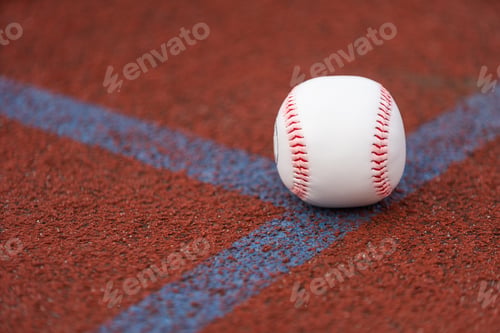 Preview: one baseball on infield of sport field