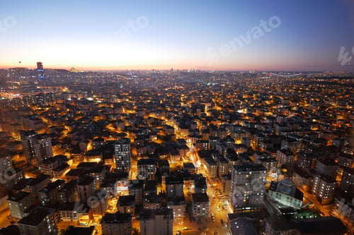 Preview: top view of cityscape in istanbul at night