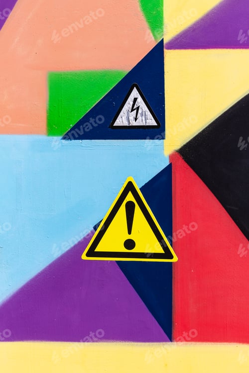 Visualização: textura de fundo de padrão geométrico multicolorido abstrato feita com tintas a óleo na porta do quadro de distribuição