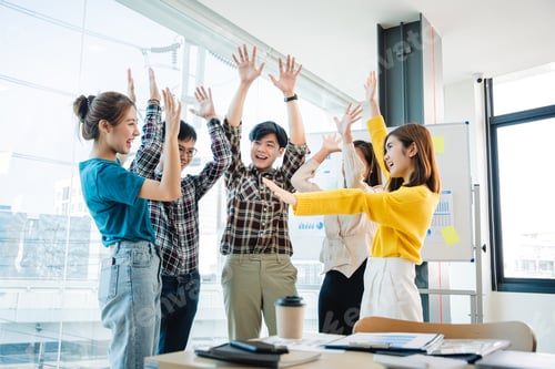 Preview: Excited entrepreneurs are successful and business people achieve goals.