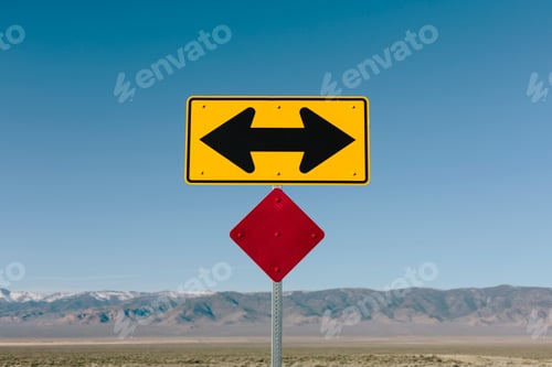 Preview: Directional arrow sign along rural road near Orvada.