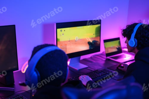 Preview: two video game companions playing at home online with the rest of the world