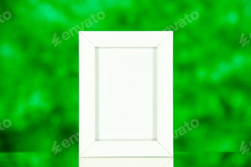 Preview: front view white picture frame on a green background portrait family color shoot picture gift