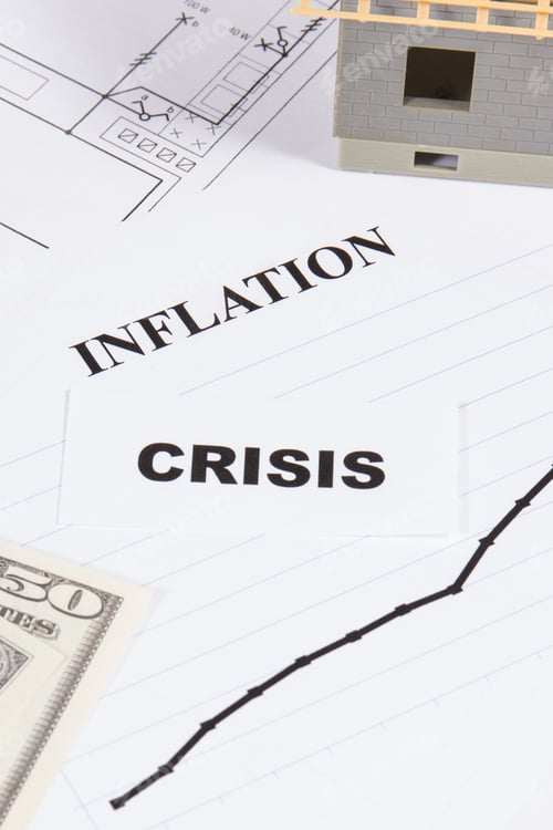 Preview: Inscriptions crisis and inflation, currencies Dollar, toy house under construction