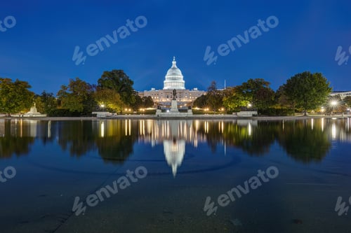 Preview: The illuminated United States Capitol in Washington DC at twilight