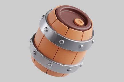 Preview: Cartoon wood barrel with metal straps