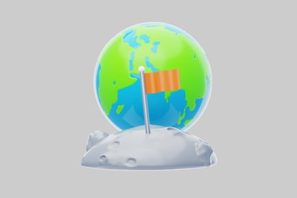 Preview: Globe with orange flag on white base