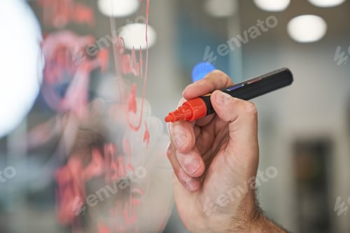 Preview: Crop male writing on glass board