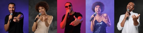 Preview: Singers on different color backgrounds, collection of photos