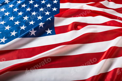 Preview: Closeup of ruffled American flag