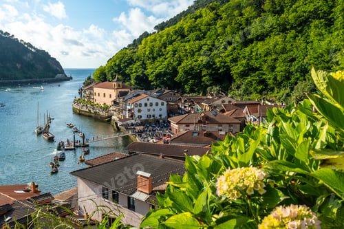 Preview: View from above of the bay of Pasajes San Juan next to San Sebastian, Gipuzkoa, Spain