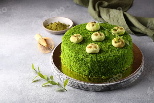 Green Cake with Matcha Tea