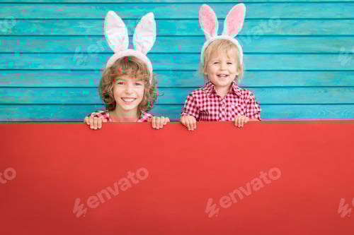 Preview: Smiling Children Celebrate Easter with Bunny Ears
