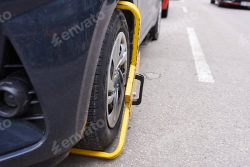 Preview: Tire lock on a car for illegal parking violation