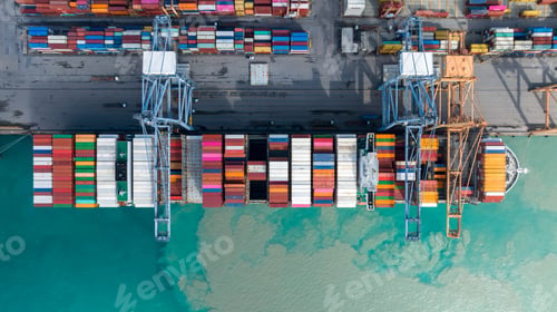Preview: Aerial view container cargo ship maritime freight shipping by container cargo ship, Global business.