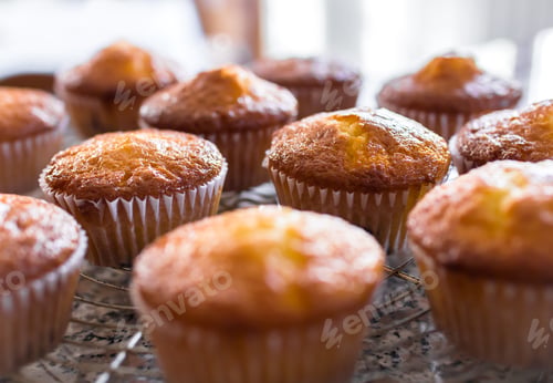 Preview: Batch of homemade freshly baked cupcakes or muffins