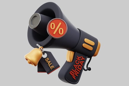 Preview: Black Friday megaphone with sale tag.