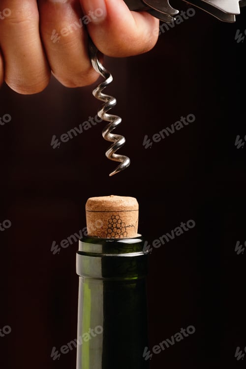 Preview: Close-up view of corkscrew and wine cork