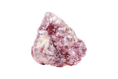 Preview: Lepidolite mineral stone in the rock a white background