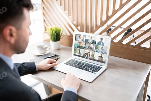 Preview: Businessman having a conference video call