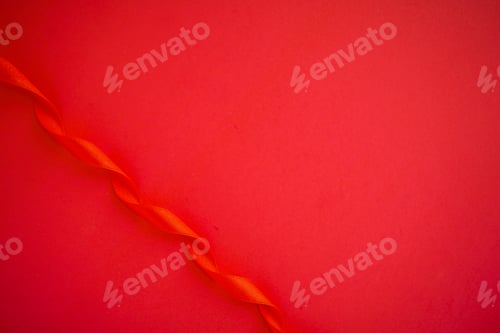 Preview: Red paper with red satin ribbon frame, Love or Gift background