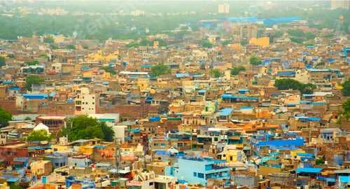 Preview: Aerial view of Jodhpur Blue City. Jodphur, Rajasthan, India