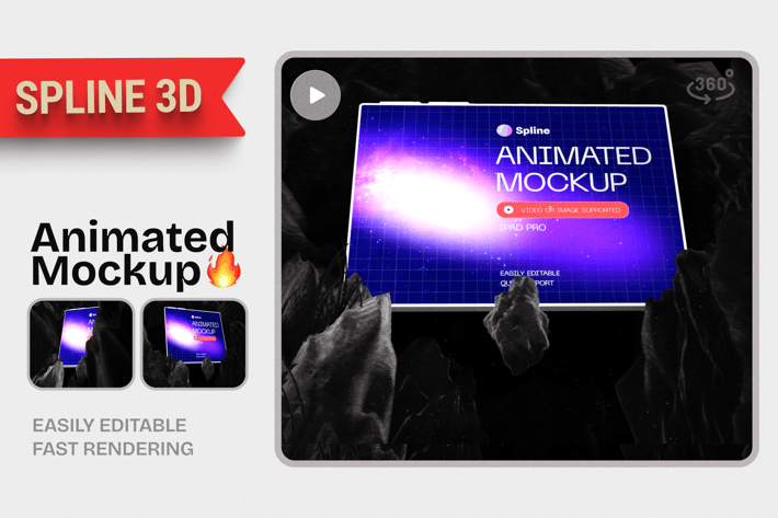 Tablet on Rock Animated Mockup 3D, Incl. android & demonstration - Envato