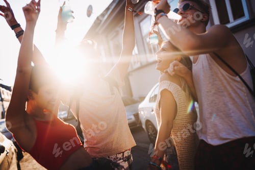 Preview: Group of young happy friends having fun time