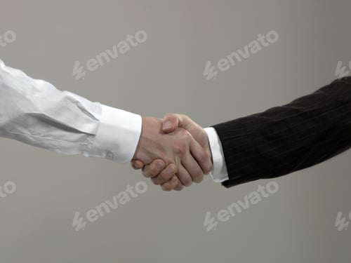 Preview: Business men shaking hands, close-up