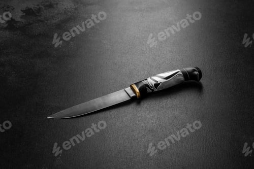 Preview: Handmade beautiful hunting knife with a sharp gray blade