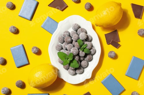 Preview: Concept of tasty food, chocolate, top view