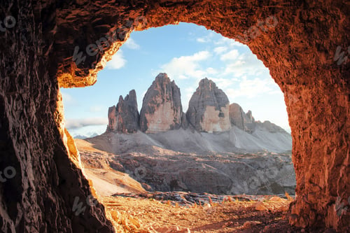 Preview: Tre Cime mountains of three peaks. Gorgeous photo in the sunny day. Italian landscapes