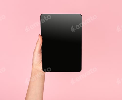 Preview: Girl with modern tablet in hand