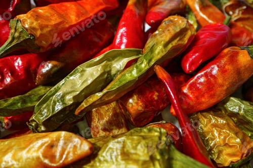 Preview: Dried bell peppers on macro shot close up