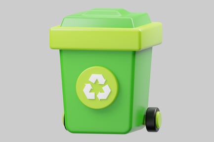 Preview: Green recycling bin with wheels
