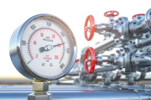 Preview: Gas pression gauge meters on gas pipeline. Gas extraction, production, delivery and supply concept.