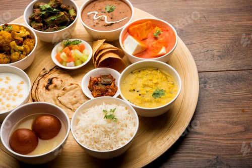 Preview: Indian vegetarian food platter or Thali