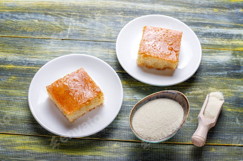 Preview: Homemade turkish dessert semolina cake.