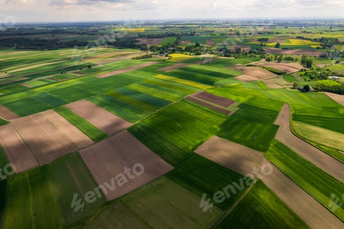 Preview: Agriculture Fields Paterns in Rural Countryside. Aerial Drone View