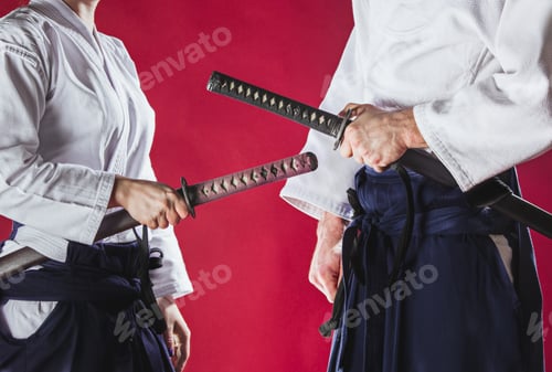 Preview: The two men are training Aikido at studio