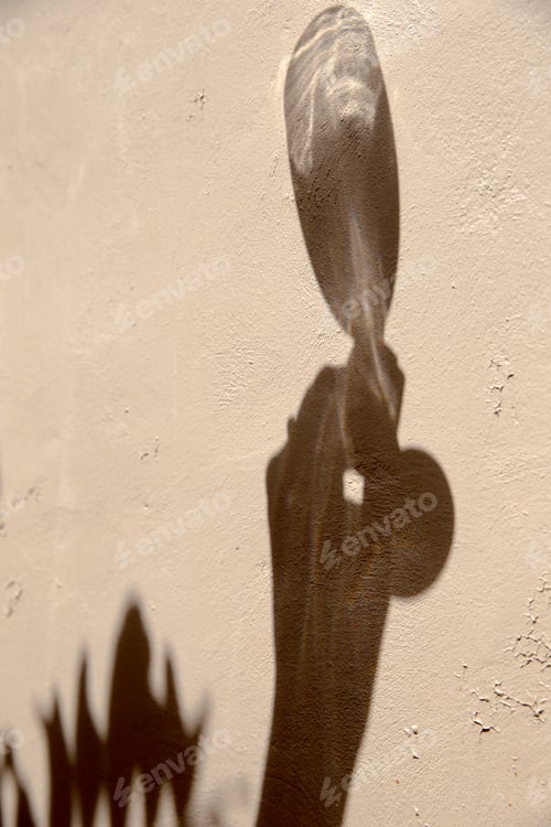 Preview: Shadow of woman's hand holding a wine glass on the wall.