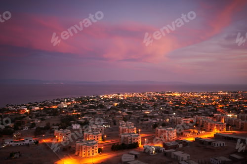 Preview: Dahab is a small town on the southeast coast of the Sinai Peninsula in Egypt at night